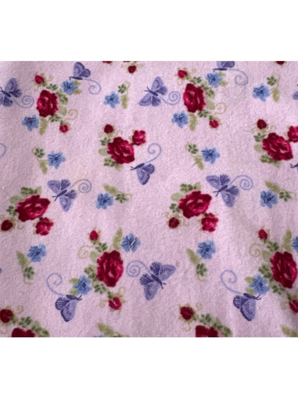 Jo-Ann Exclusive Pink Floral Butterfly Cotton Flannel Fabric 22"x19" Sewing Craf